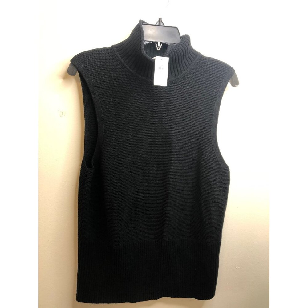 GAP Black Sleeveless Ribbed Mock Neck Tank Top